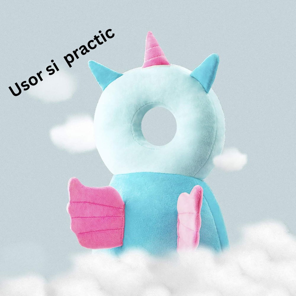 Perna tip rucsac pentru protectia capului, tetiera tip unicorn, pentru bebelusi, 33x6x19 cm, 180 g, albastru [6]