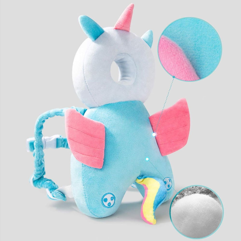 Perna tip rucsac pentru protectia capului, tetiera tip unicorn, pentru bebelusi, 33x6x19 cm, 180 g, albastru [5]