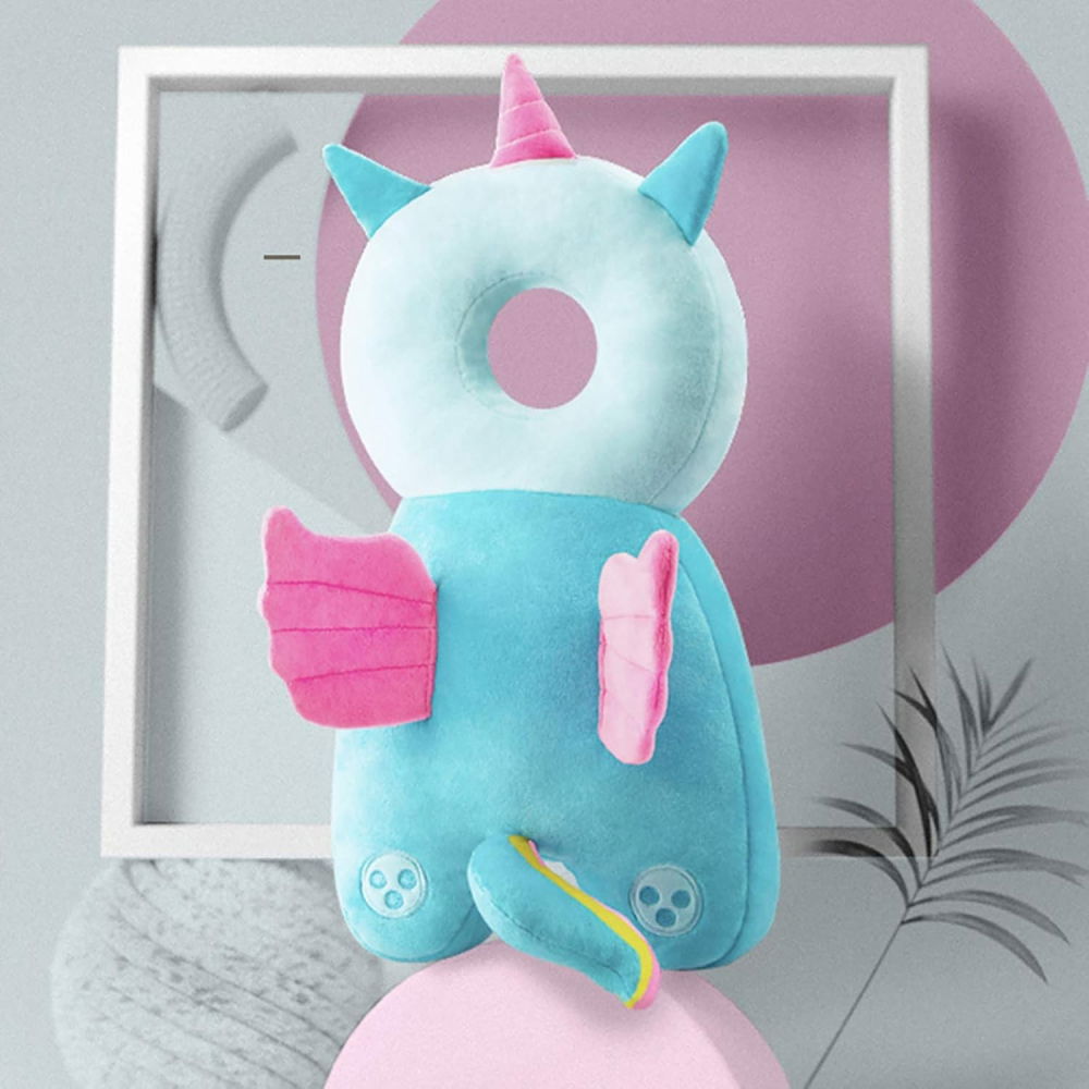 Perna tip rucsac pentru protectia capului, tetiera tip unicorn, pentru bebelusi, 33x6x19 cm, 180 g, albastru [4]