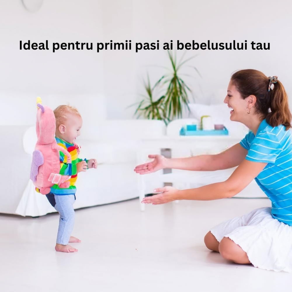 Perna tip rucsac pentru protectia capului, tetiera tip unicorn, pentru bebelusi, 33x6x19 cm, 180 g, roz [8]