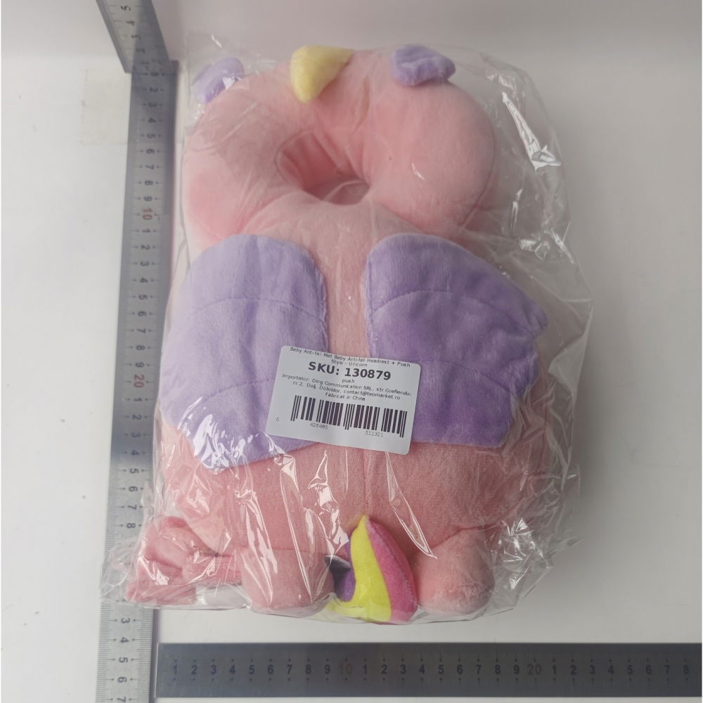Perna tip rucsac pentru protectia capului, tetiera tip unicorn, pentru bebelusi, 33x6x19 cm, 180 g, roz [9]