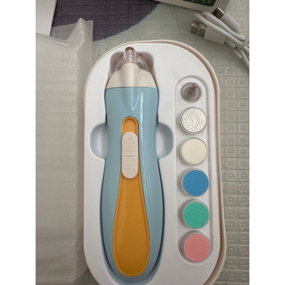 Pila electrica, pentru copii si bebelusi, din abs, 6 accesorii, cu lumina led, 9.5 x 6 x 17 cm, albastru/portocaliu [4]