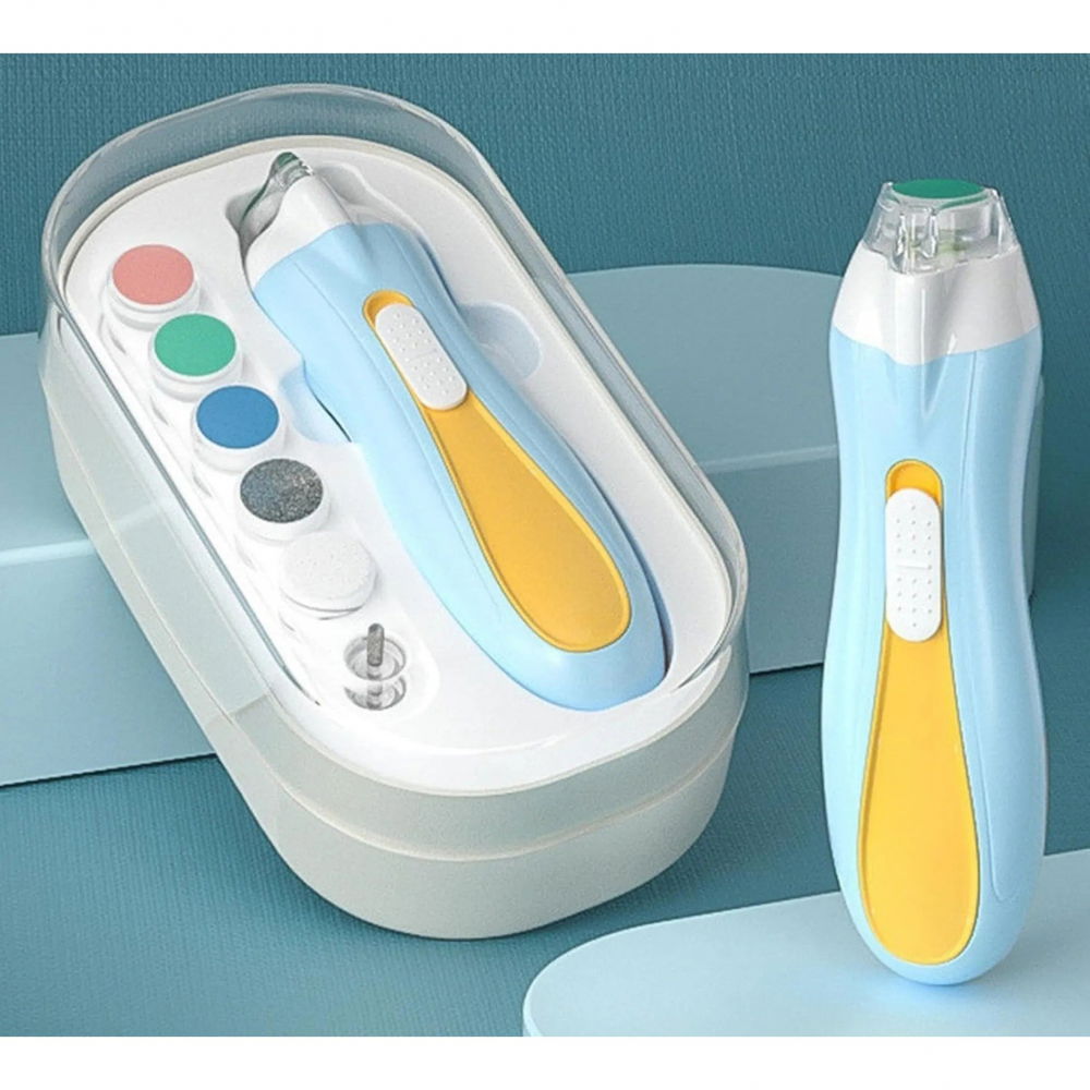 Pila electrica, pentru copii si bebelusi, din abs, 6 accesorii, cu lumina led, 9.5 x 6 x 17 cm, albastru/portocaliu [3]