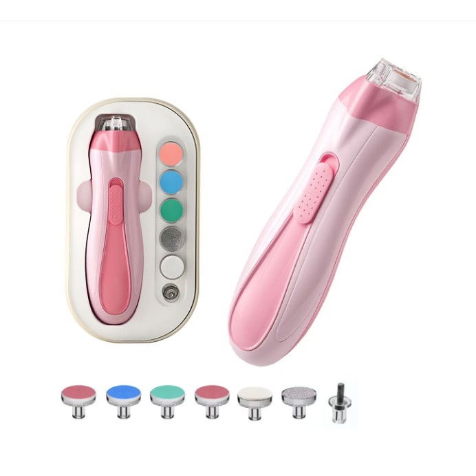 Pila electrica, pentru copii si bebelusi, din abs, 6 accesorii, cu lumina led, 9.5 x 6 x 17 cm, roz [2]