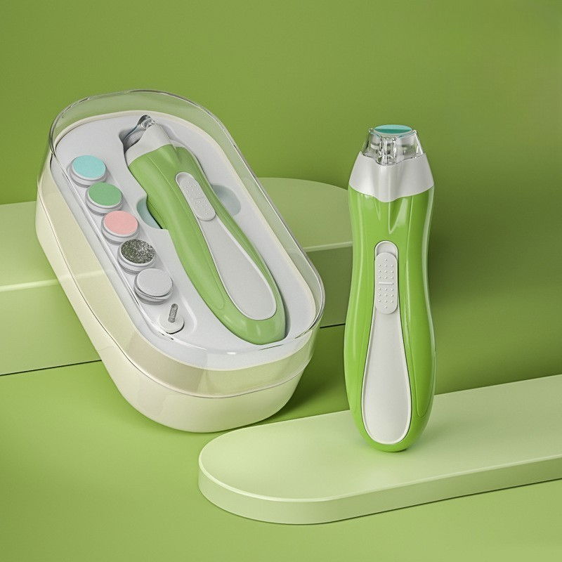 Pila electrica, pentru copii si bebelusi, din abs, 6 accesorii, cu lumina led, 9.5 x 6 x 17 cm, verde [2]