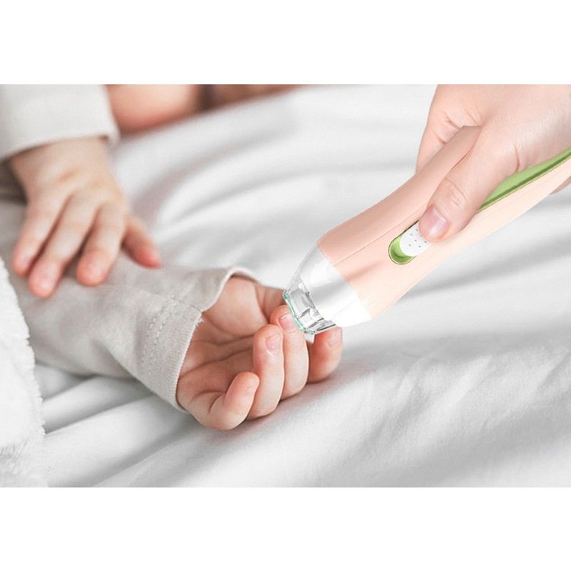 Pila electrica, pentru copii si bebelusi, din abs, 6 accesorii, cu lumina led, 9.5 x 6 x 17 cm, verde/roz [2]