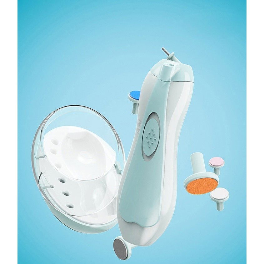 Pila electrica unghii pentru bebelusi, 6 piese, 15 x 4.5 x 3 cm, silentios, 0-3 ani, 4 trepte de viteza, albastru [7]