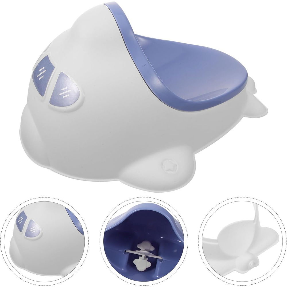 Pisoar pentru baieti, 0-8 ani, in forma de avion, perie inclusa, montare pe perete, carlig autoadeziv inclus, 29 x 33.5 cm, alb/albastru [3]