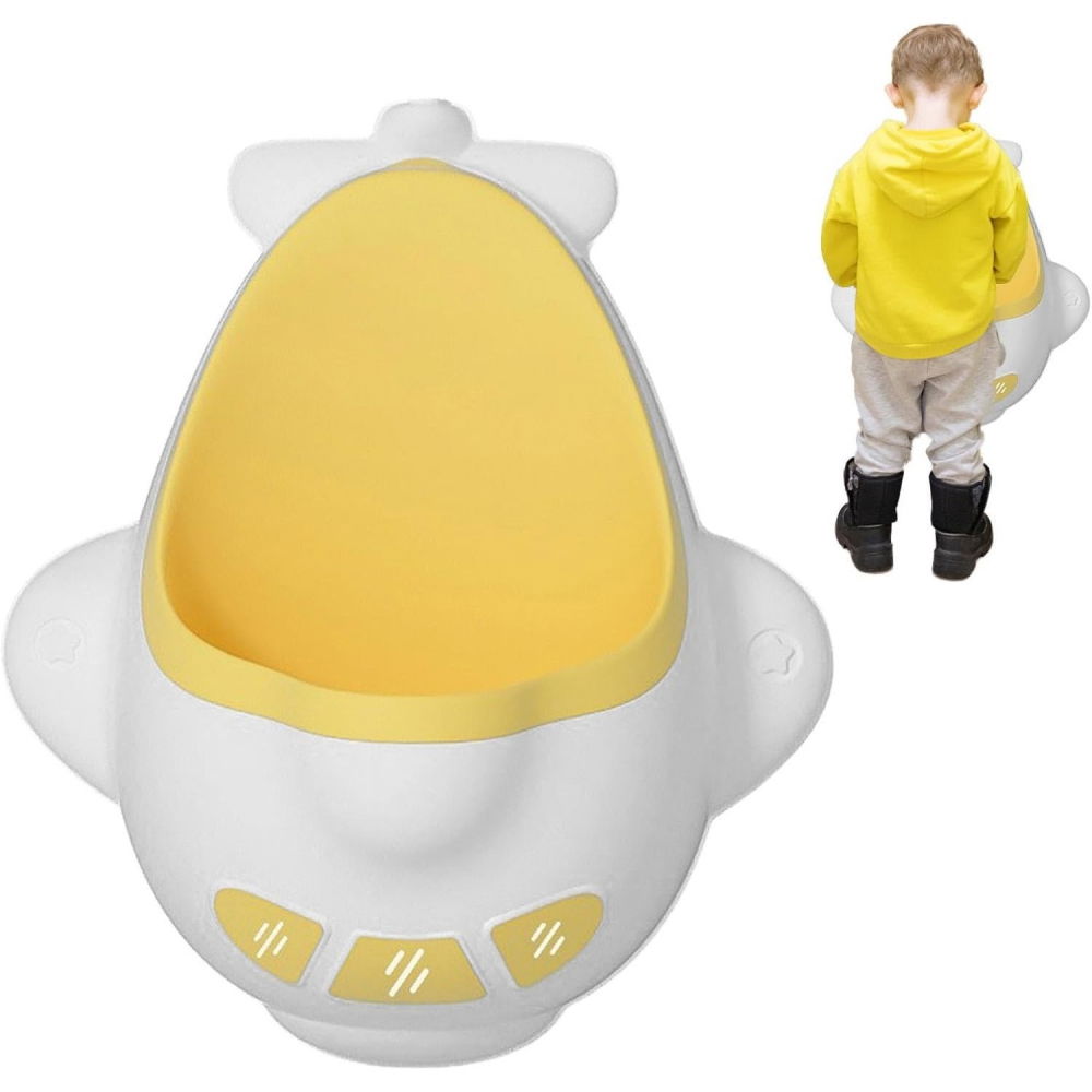 Pisoar pentru baieti, 0-8 ani, in forma de avion, perie inclusa, montare pe perete, carlig autoadeziv inclus, 29 x 33.5 cm, alb/galben [3]