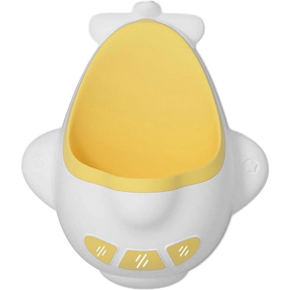 Pisoar pentru baieti, 0-8 ani, in forma de avion, perie inclusa, montare pe perete, carlig autoadeziv inclus, 29 x 33.5 cm, alb/galben [1]