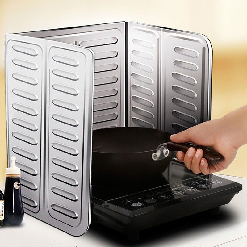 Placa de protectie pentru aragaz, din aluminiu, placa de protectie anti stropi, pliabila, usor de curatat, 32.5 x 84 cm, gri [6]