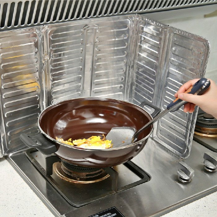 Placa de protectie pentru aragaz, din aluminiu, placa de protectie anti stropi, pliabila, usor de curatat, 32.5 x 84 cm, gri [2]