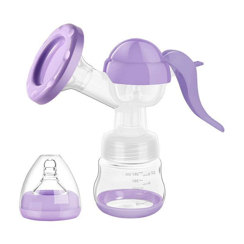 Pompa de san manuala multifunctionala, portabila, cu tetina pentru biberon, anti-scurgere, anti-reflux, 17x18 cm, 150 ml, silicon, recipient transparent, mov [1]