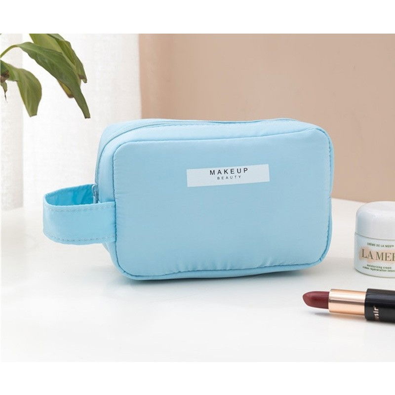 Portfard, cu maner, material impermeabil, pentru cosmetice, 16 x 11 x 7 cm, albastru [4]