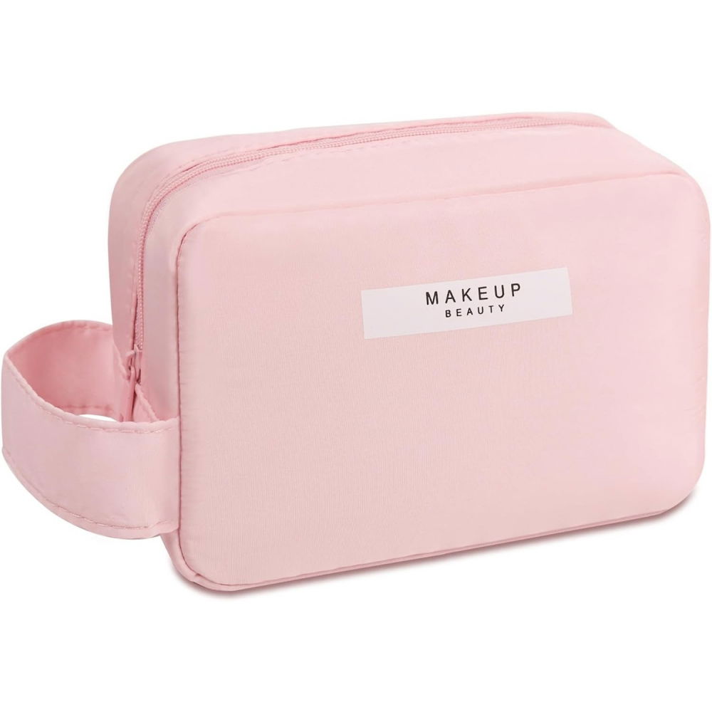 Portfard, cu maner, material impermeabil, pentru cosmetice, 16 x 11 x 7 cm, roz [1]