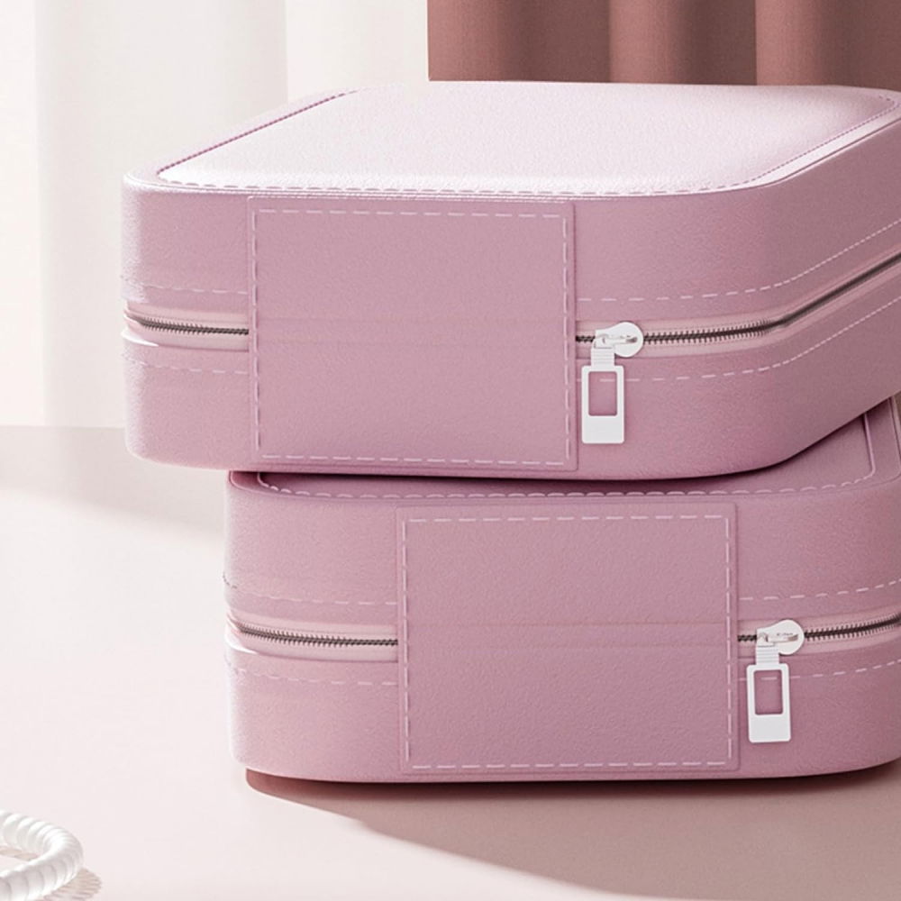 Portfard, geanta cosmetice, cu oglinda led, 3 moduri de lumina, incarcare usb, baterie 1200 mah, pentru organizarea cosmeticelor, 4 compartimente, imitatie piele, roz, 16.5x11.5x6 cm [6]