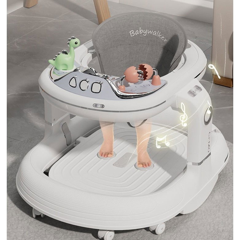 Premergator 4in1, antemergator, balansoar, scaun de masa, functie muzicala, din abs, roti universale, inaltime reglabila, sistem antirasturnare, greutate portanta 25 kg, +6 luni, alb [5]