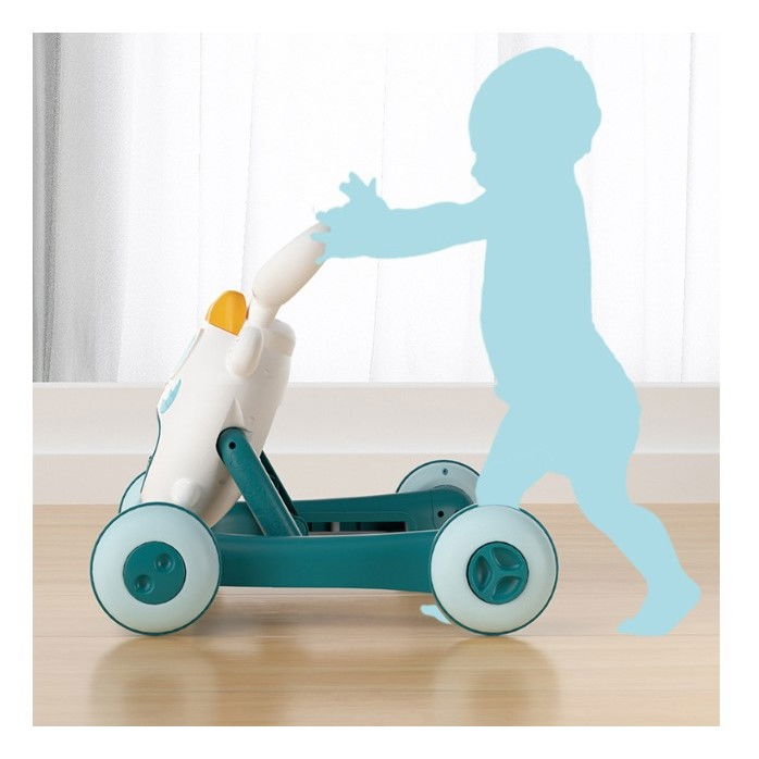 Premergator pentru copii  pliabil, viteza ajustabila, maner antialunecare, cu lumini si muzica, 46 x 57 cm, loc depozitare jucarii, inaltime ajustabila, albastru [3]