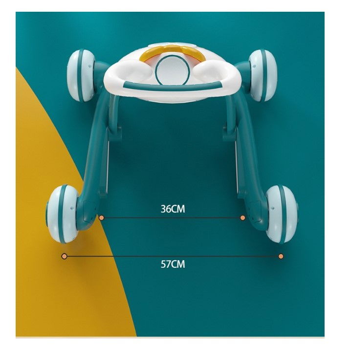 Premergator pentru copii  pliabil, viteza ajustabila, maner antialunecare, cu lumini si muzica, 46 x 57 cm, loc depozitare jucarii, inaltime ajustabila, albastru [6]