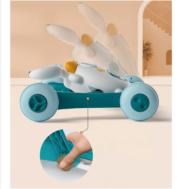 Premergator pentru copii  pliabil, viteza ajustabila, maner antialunecare, cu lumini si muzica, 46 x 57 cm, loc depozitare jucarii, inaltime ajustabila, albastru [5]