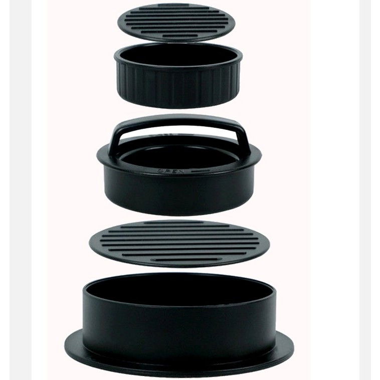 Presa dubla pentru hamburgeri 3 in 1, forma si presa, cu maner, usor de curatat si folosit, 13x13x7 cm, fara lipire, neagra [2]