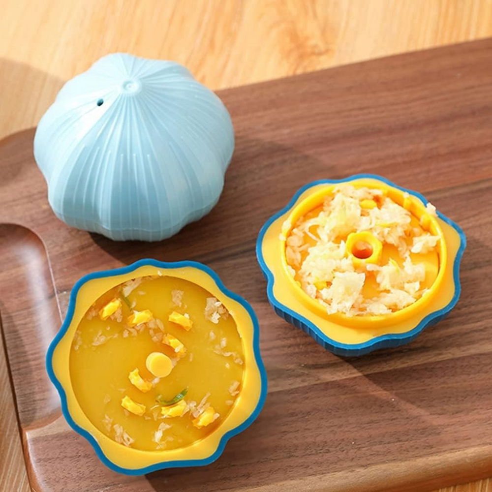 Presa manuala pentru usturoi, model usturoi, 7 x 7.5 cm, din plastic, albastru deschis [3]