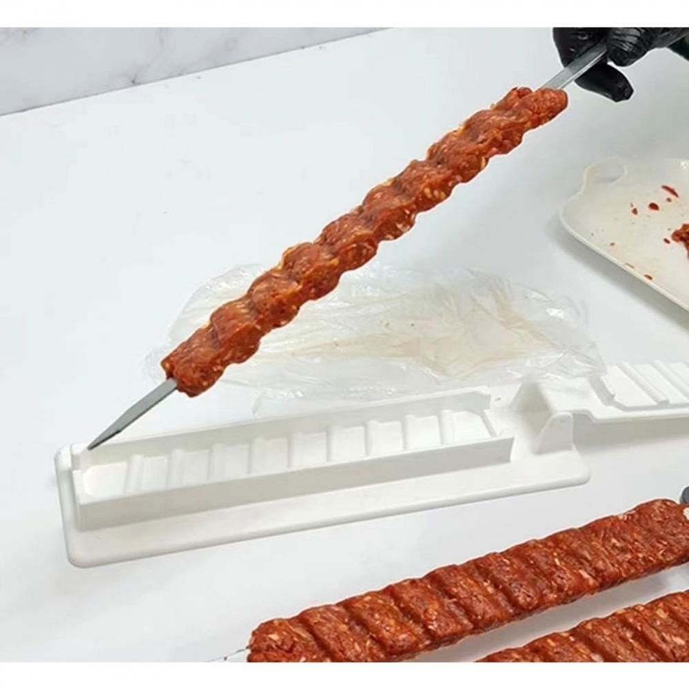 Presa pentru carne, pentru kebab, cu maner, din abs, 29 x 7.5 x 2.6 cm, alb [2]