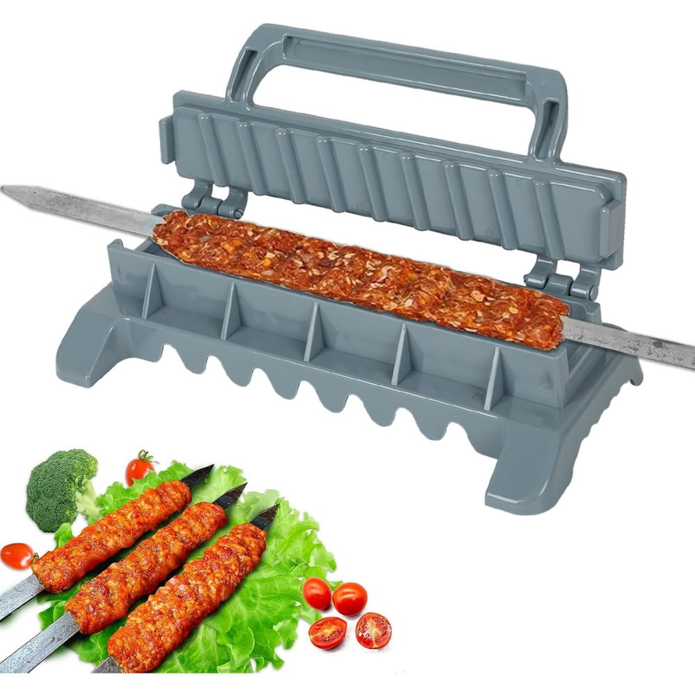 Presa pentru carne, pentru kebab, cu maner, din abs, 29 x 7.5 x 2.6 cm, gri [5]