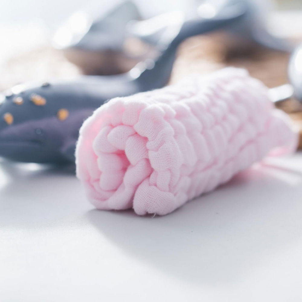 Prosop absorbant, din bumbac, 6 straturi, 30 x 30 cm, roz [2]