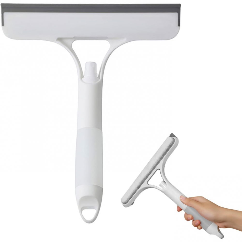 Racleta de curatare 3 in 1, multifunctional, pentru casa si masina, pulverizator de spray, racleta din silicon si burete, 21.5 x 25.7 cm, alb [3]