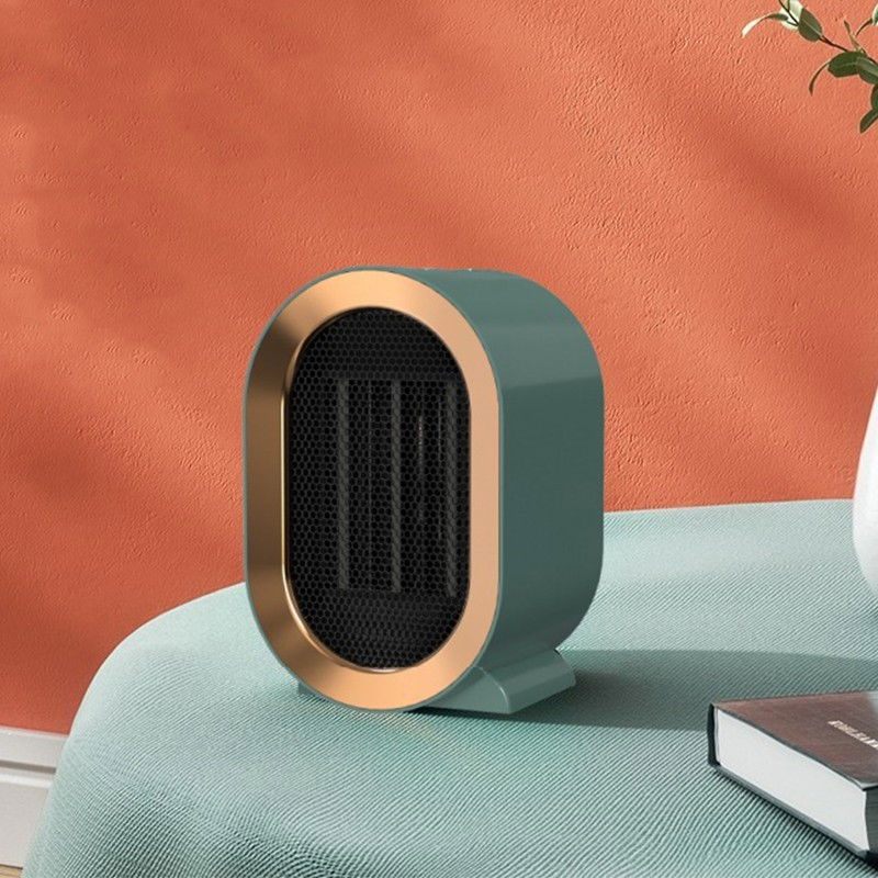 Radiator mini incalzitor, element de incalzire ptc, putere 1200 w, radiator cu termostat reglabil, 19.5 x 12.5 x 12.5 cm, 800 g, verde [2]