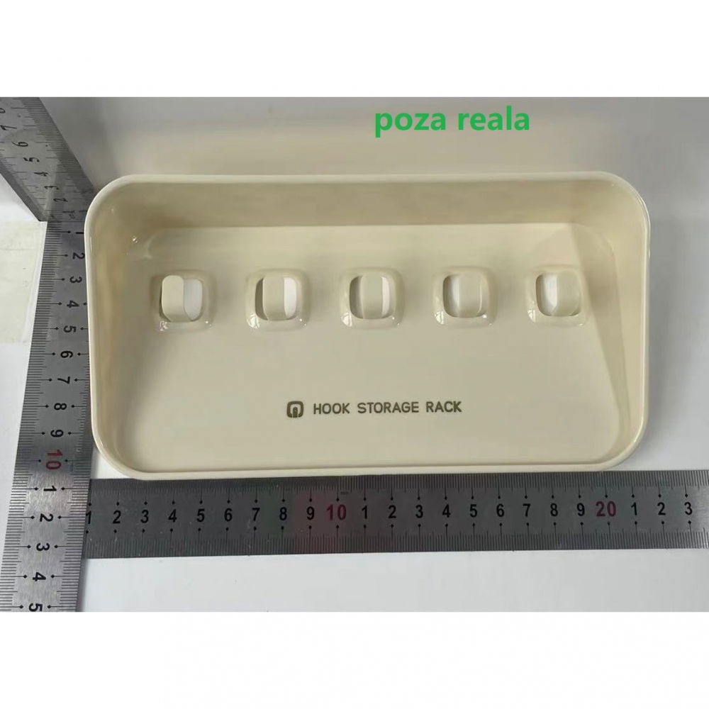Raft de depozitare cu carlig, pentru chei, bijuterii, 20.3 x 4.6 x 10.3 cm, alb [2]