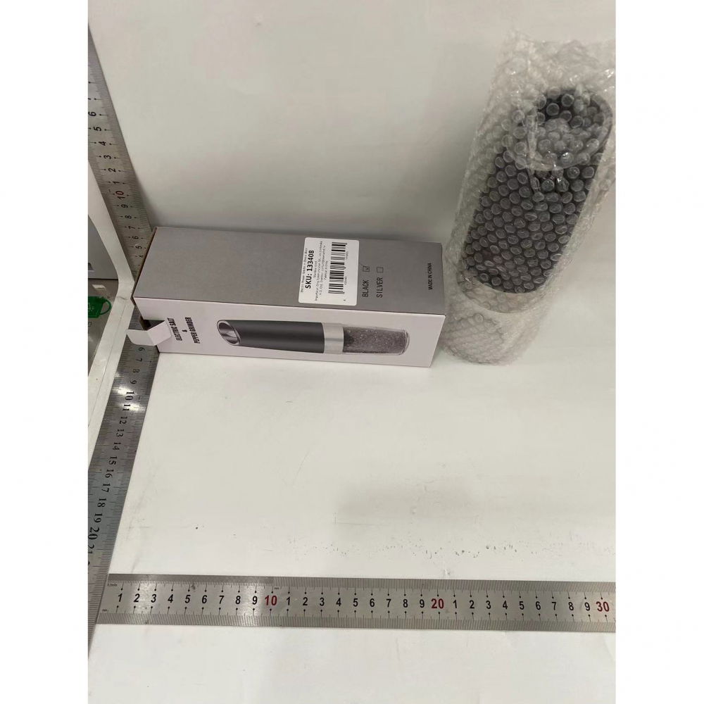 Rasnita electrica sare si piper, cu camera depozitare transparenta, macinare, functionare pe baterii, cu lumina, abs, 20x6.5 cm, negru/transparent [2]