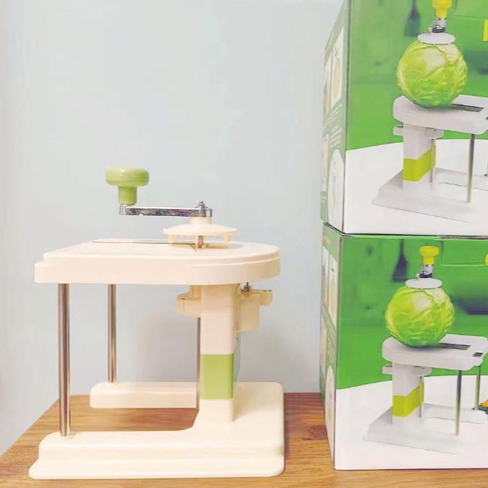 Razatoare de varza, manuala, din pp+otel inoxidabil, 30 x 24 x 22 cm, latime ajustabila, alb/verde [4]