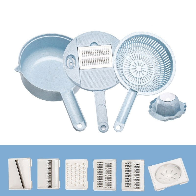 Razatoare multifunctionala  pentru legume, fructe, branzeturi, 10 piese, 27.6x8 cm, albastru [1]