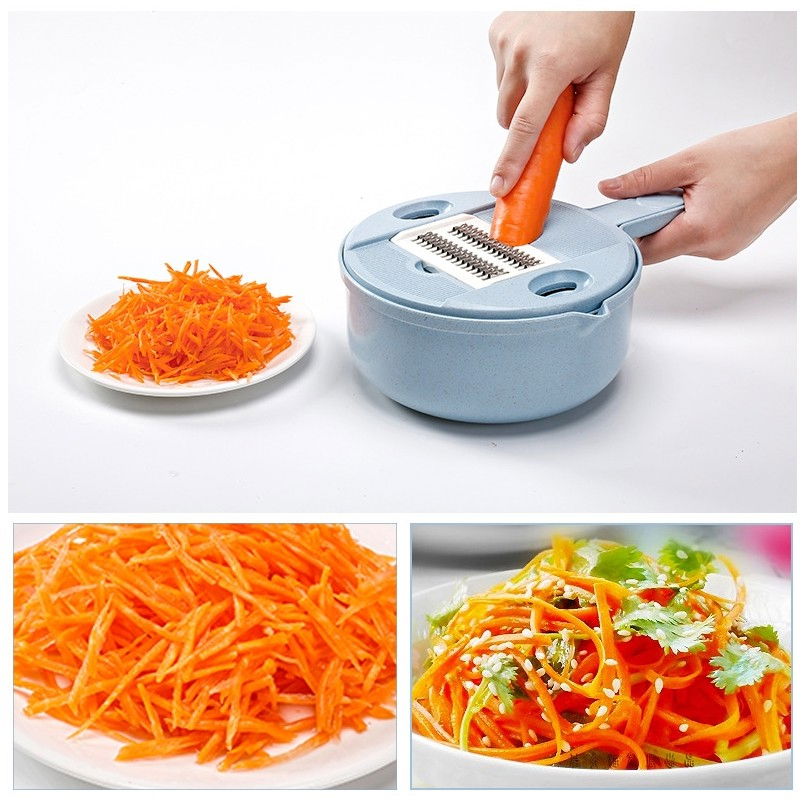 Razatoare multifunctionala  pentru legume, fructe, branzeturi, 10 piese, 27.6x8 cm, albastru [2]