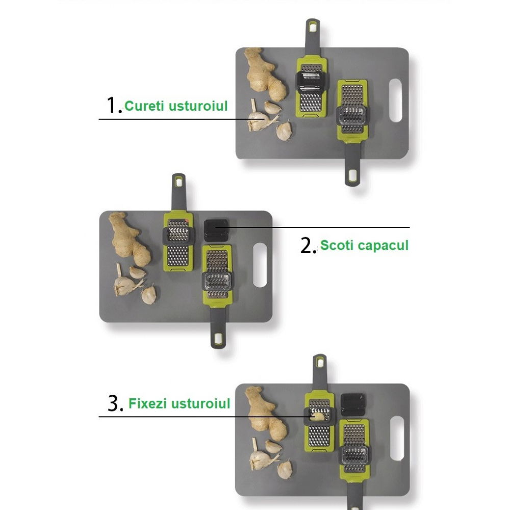 Razatoare multifunctionala, pentru ustuoi, branza, cascaval, 20.3 x 5.8 x 3.3 cm, verde/gri [6]