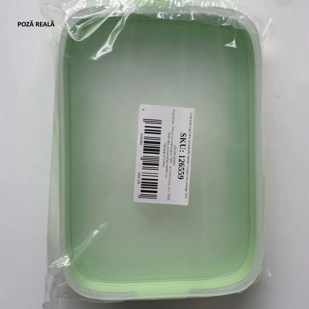 Recipient de depozitare alimente, etans, pentru frigider, din plastic, mentinere proaspata, reutilizabil, rezistent la temperaturi extreme, 22x14.7x5 cm, verde [5]