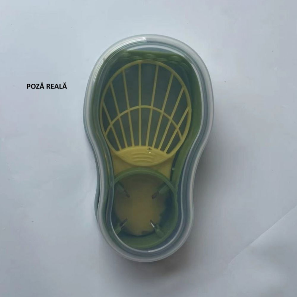 Recipient de depozitare avocado 5in1, etans, pentru frigider, din plastic, dispozitiv de taiat, curatat, feliat, 14x4x7 cm, verde [6]