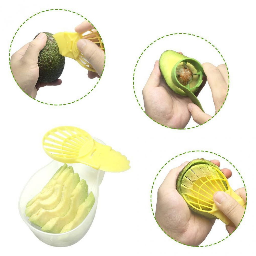 Recipient de depozitare avocado 5in1, etans, pentru frigider, din plastic, dispozitiv de taiat, curatat, feliat, 15x4.5x7 cm, gri [7]