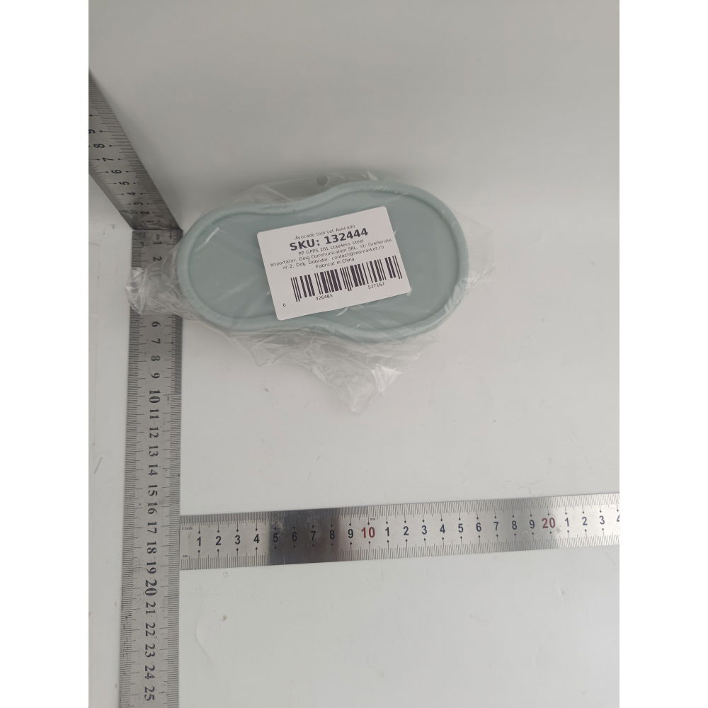 Recipient de depozitare avocado 5in1, etans, pentru frigider, din plastic, dispozitiv de taiat, curatat, feliat, 15x4.5x7 cm, gri [2]