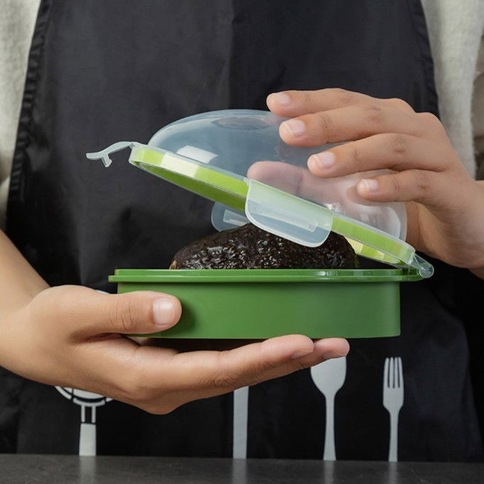 Recipient de depozitare avocado, etans, pentru frigider, din plastic, mentinere proaspata, 15.3x11x8 cm, verde [7]