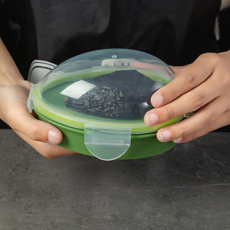 Recipient de depozitare avocado, etans, pentru frigider, din plastic, mentinere proaspata, 15.3x11x8 cm, verde [6]