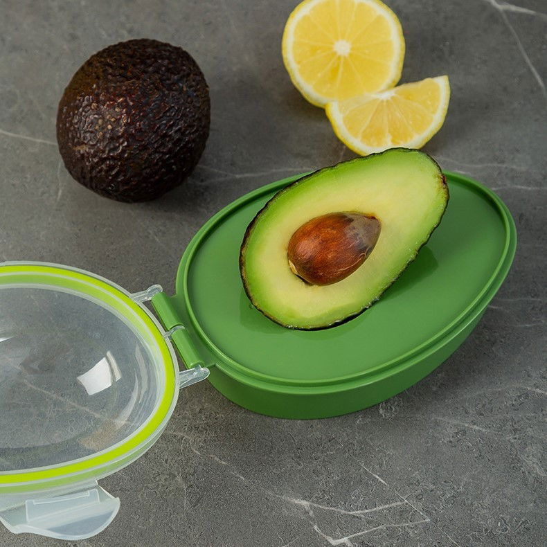 Recipient de depozitare avocado, etans, pentru frigider, din plastic, mentinere proaspata, 15.3x11x8 cm, verde [3]