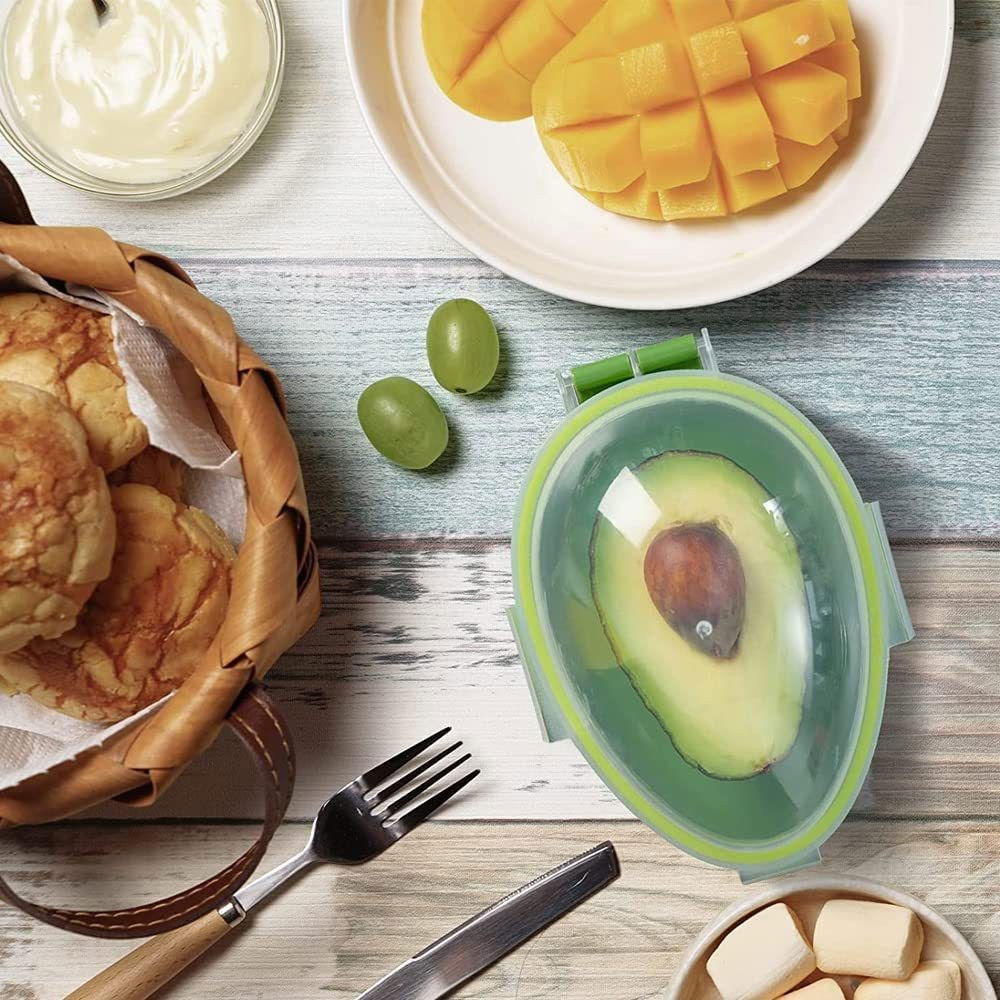 Recipient de depozitare avocado, etans, pentru frigider, din plastic, mentinere proaspata, 15.3x11x8 cm, verde [11]