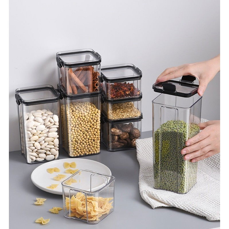 Recipient din plastic, pentru alimente/obiecte, inchidere ermetica, 10.2 x 18.5 cm, 1300 ml, transparent [5]