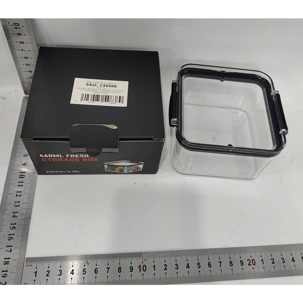 Recipient din plastic, pentru alimente/obiecte, inchidere ermetica, 10.2 x 6.6 cm, 460 ml, transparent [8]