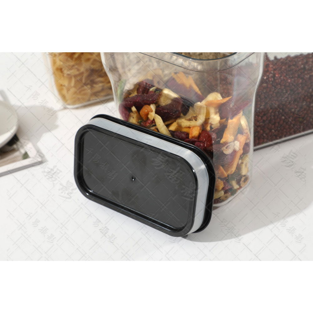 Recipient din plastic, pentru alimente/obiecte, inchidere ermetica rotire 90 grade, 2l, 20.5 x 10.5 x 27 cm, transparent [3]