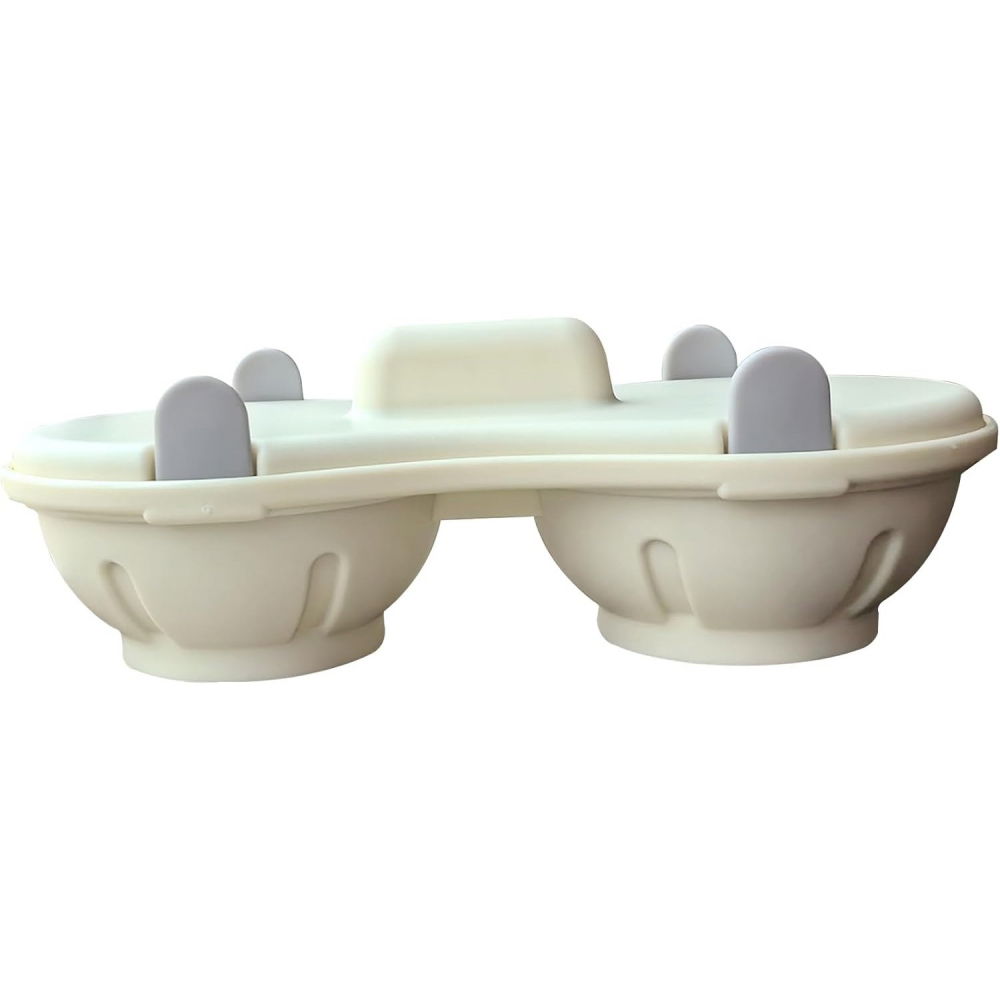 Recipient dublu pentru oua, din plastic  pentru gatit la microunde, 22 x 11.8 x 8 cm, gri [3]