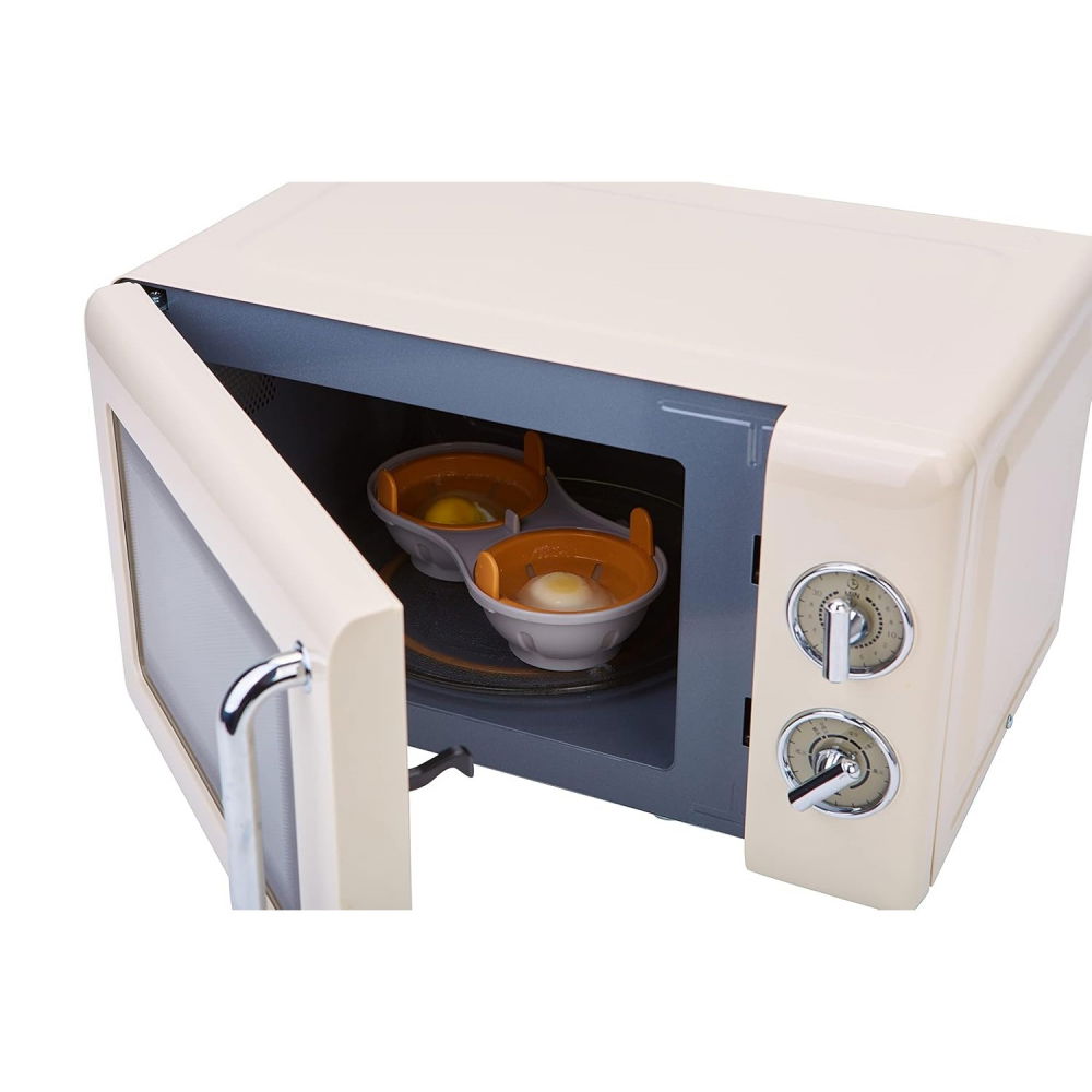 Recipient dublu pentru oua, din plastic  pentru gatit la microunde, 22 x 11.8 x 8 cm, portocaliu [4]